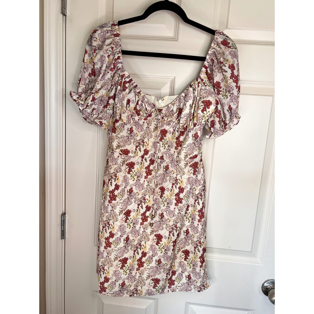 Lulus Floral Mini Dress Puff Sleeve Sweetheart Neckline Babydoll Style‎ Size Sm